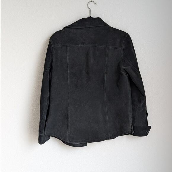 AMI Vintage 80's Black Suede Leather Button Shirt Jacket Shacket, size S - Picture 2 of 9